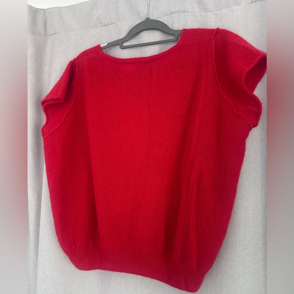 American Vintage red V-neck Sweater Size L Mohair Blend - Picture 4 of 6